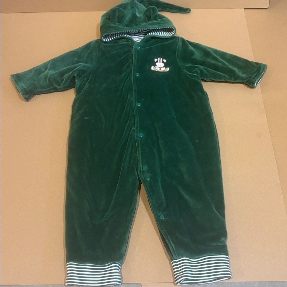 First impressions baby boy bear vintage velour cozy